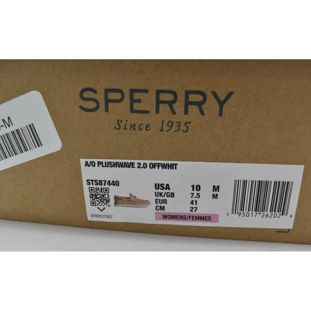Sperry Womens Size 10 A/O Plushwave 2.0 Off-White Leather‎ Slip On Boat Shoes